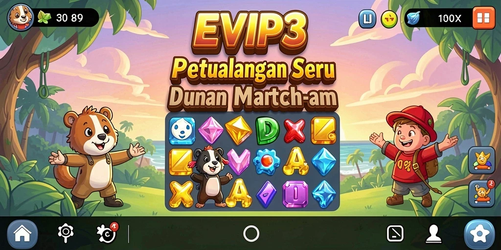 Gameplay seru EVIP3 dengan tantangan Match-3 yang menarik.