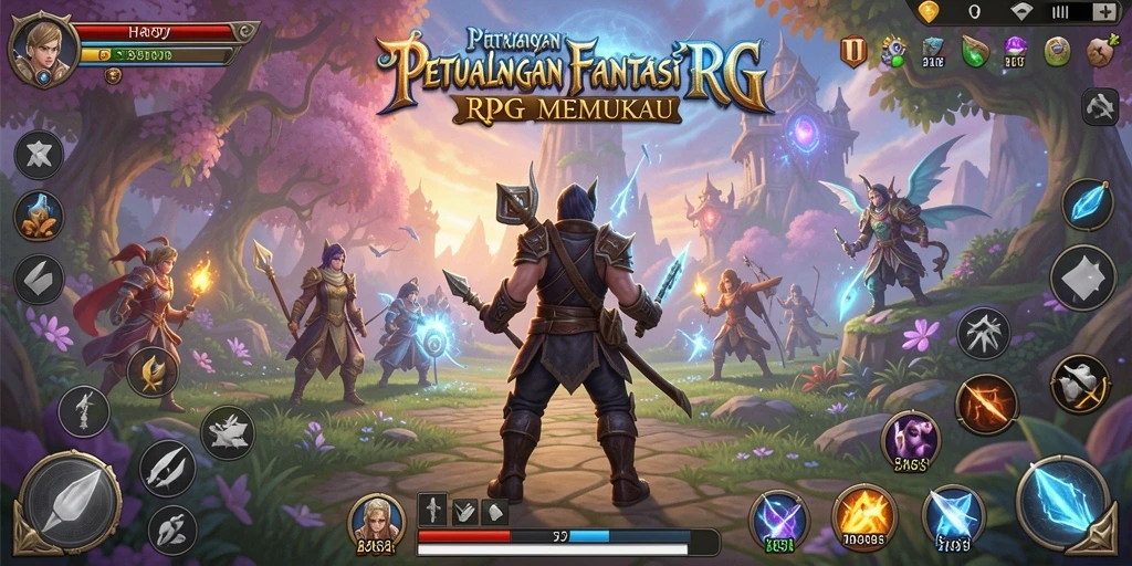 Tampilan gameplay menakjubkan dari petualangan RPG yang mengasyikkan.