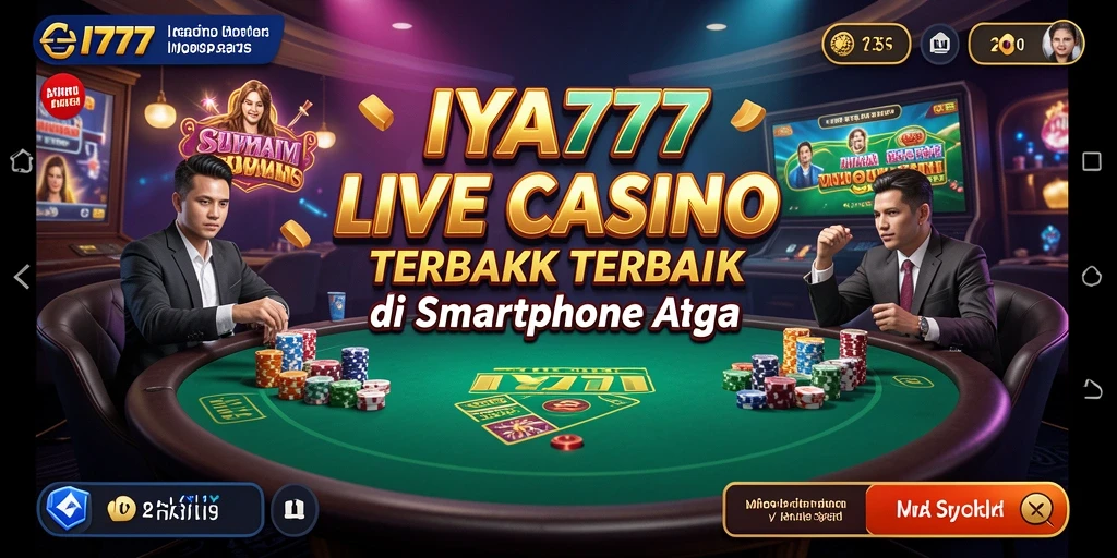 Screenshot gameplay IYA777 dengan dealer langsung di meja kasino.