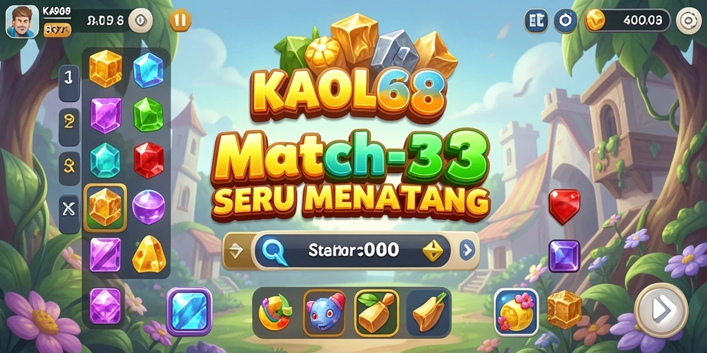 Screenshot KAOL68 menampilkan gameplay Match-3 yang seru dan menarik.