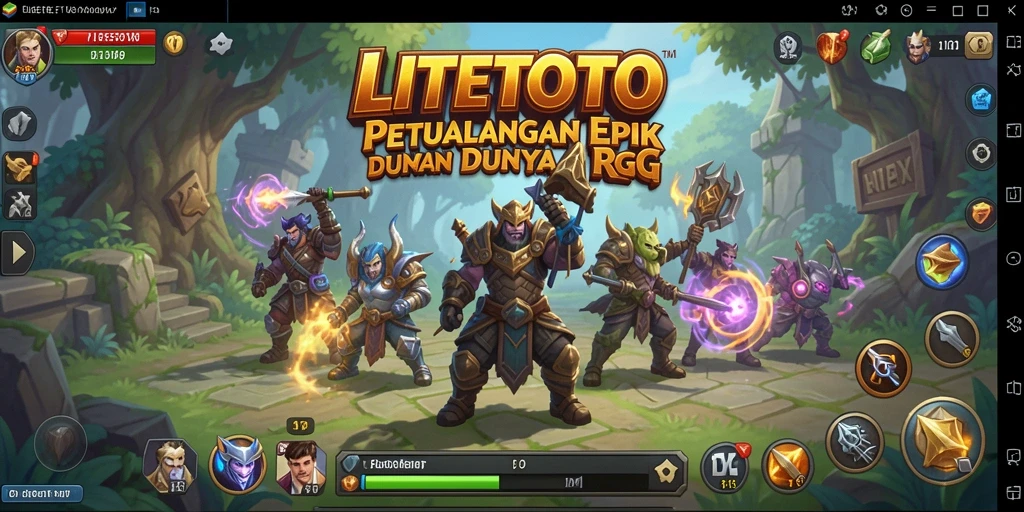 Tangkapan layar gameplay LITETOTO menampilkan pertempuran seru di dunia fantasi.