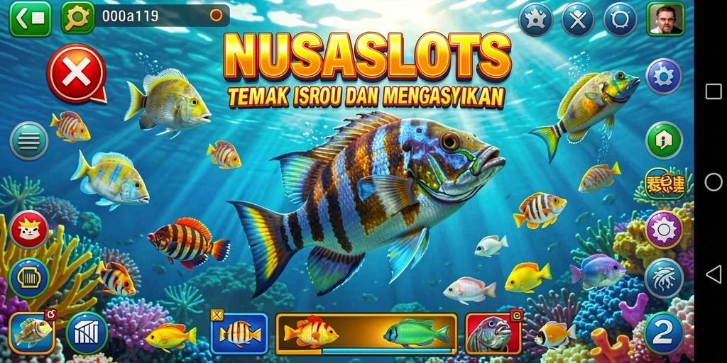 Tampilan atraktif gameplay Tembak Ikan NUSASLOTS yang seru.