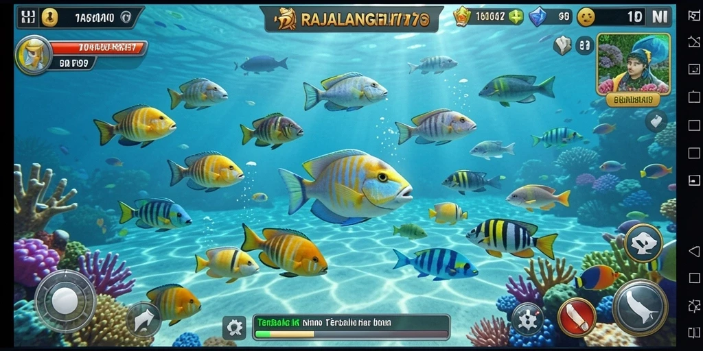 Tampilan gameplay seru dari RAJALANGIT77 yang penuh aksi menembak ikan.