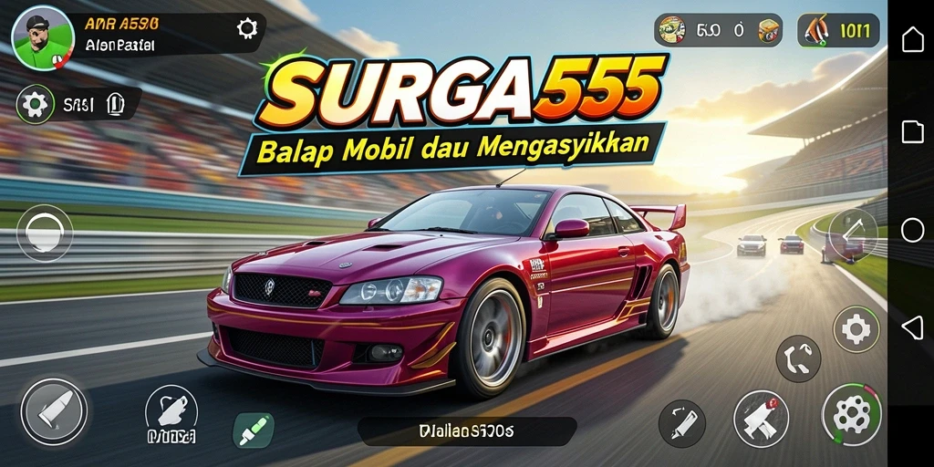 Tampilan gameplay SURGA55 yang mendebarkan saat balapan.