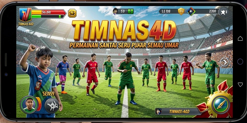 Tampilan gameplay santai TIMNAS4D yang penuh warna.