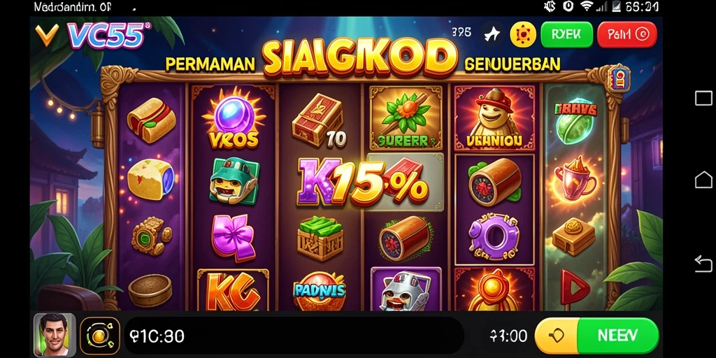 Tampilan gameplay slot yang menarik dan penuh warna di VC55.
