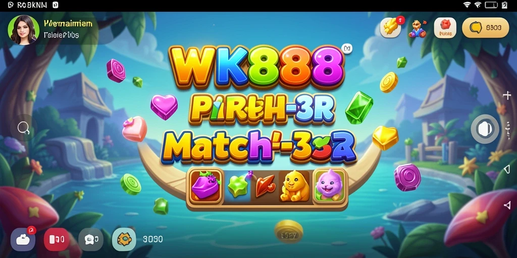 Cuplikan gameplay seru di WK888 dengan elemen Match-3.